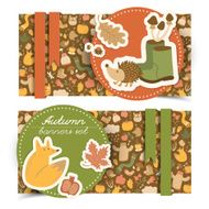 Autumn banners set Doodle style N2
