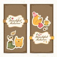 Autumn banners set Doodle style N3
