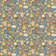 Autumn seamless pattern Doodle style N4
