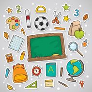 Stickers with school supplies