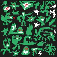 monsters aliens - doodles set