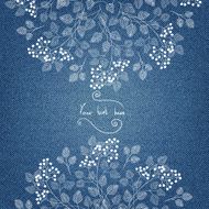 Banner on denim background with flowers N17