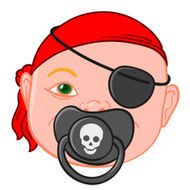 Baby head with pirate pacifier N2