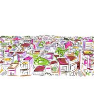 Cityscape sketch seamless pattern for your design N2