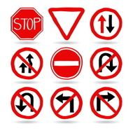 Doodle Traffic Signs Vector icon set