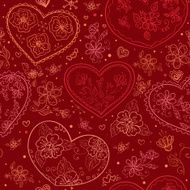 Seamless floral pattern with hearts N2