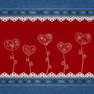Banner with denim background and hearts N2