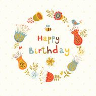 Happy Birthday Banner with flowers