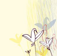 Birds as flowers Invitation greeting postcard design template Hand-drawn style N2