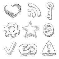 web icons hand drawn on white N3