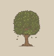 Tree with green leaves vector