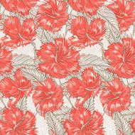 beige pattern with hibiscus