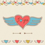 Valentine&#039;s day love postcard with hand drawn doodles N3