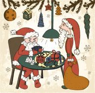 Santa Claus plays cards
