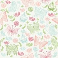 seamless floral pattern with butterflies
