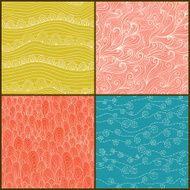 Set of four seamless abstract hand-drawn patter