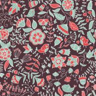 seamless background with birds and flowers
