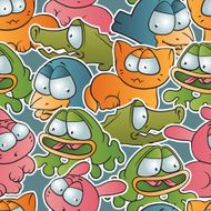 Vintage vector seamless pattern with cartoon animals N2