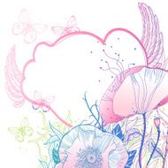 vector floral frame with blooming poppies