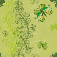 Hand- drawn seamless pattern in green