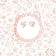 Vector greeting frame with pair of birds