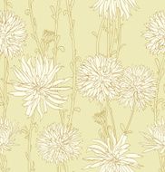 Hand drawn floral wallpaper with set of different flowers N12