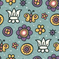 Seamless background with butterflies and flowers