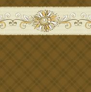 hand draw flower on checked brown background