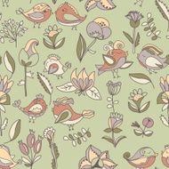 flowers and birds seamless texture pattern N24
