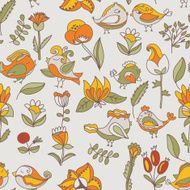 flowers and birds seamless texture pattern N25