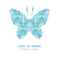 Vector light blue swirls damask butterfly silhouette pattern frame