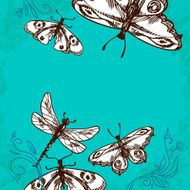 Butterflies and dragonflies background