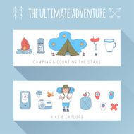 Set of doodle adventure banners