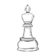Vector Single Sketch Chess Figure - King