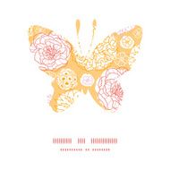Vector warm day flowers butterfly silhouette pattern frame