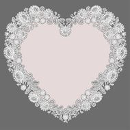 White Lace Heart Shape Frame Pink Background