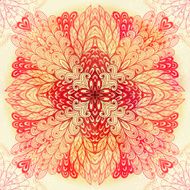 Hand drawn ethnic square pink ornament N4