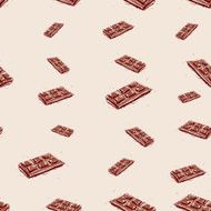 milk chocolate Hand drawn sketch on pink background seamless pattern