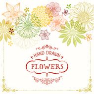 Hand Drawn Flowers with Frame N2