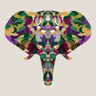 bright colored hand-drawing ornamental abstract elephant background