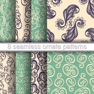 Vector Set of 8 Seamless Ornate Patterns N7
