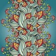 Seamless Floral Pattern (Vector) Hand Drawn Texture N192