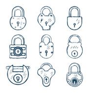 Set of Nine Padlocks Vector