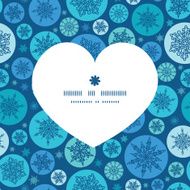 Vector round snowflakes heart silhouette pattern frame