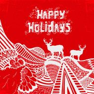 Christmas and happy new year sketch with typography N2