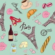 Paris symbols seamless pattern