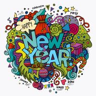 New year hand lettering and doodles elements background N10