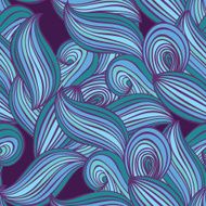 Abstract hand-drawn lines and waves seamless pattern Blue purple