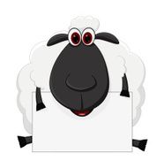 Sheep cartoon sit with sign