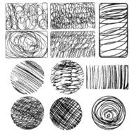 oval circle and rectangle collection vector set of ink lines